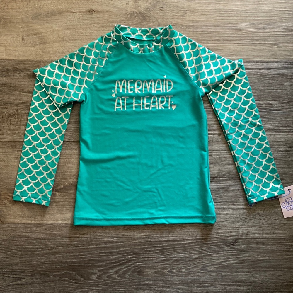 Girls long sleeve swim shirt - size M (7/8) - NWT